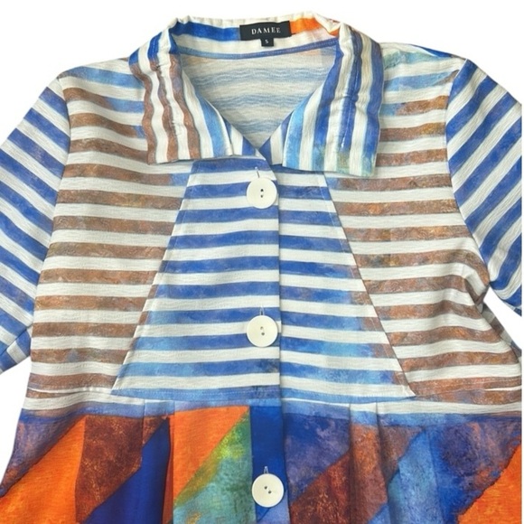 Damee Jacket Womens Small Colorful Stripe Abstract Wearable Art Size Small - Picture 8 of 12